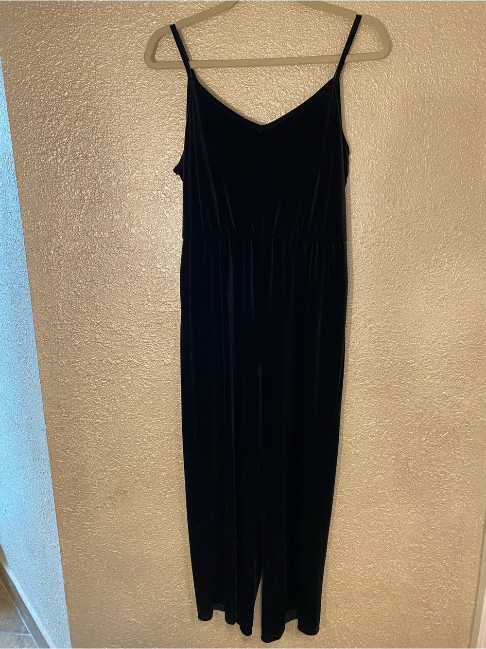 Black Velvet Spaghetti Strap Jumpsuit